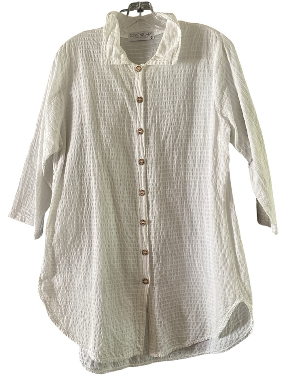 Ezze Wear Outdoor Mirage Cotton Beach Swim Cover Up White Button-up